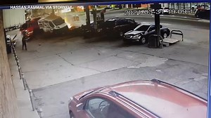 Detroit fire truck collides with vehicle before crashing into gas station: VIDEO