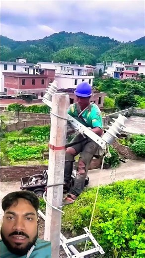 Electric connection work at height #shortsfeed #ytshorts #shortsvideo #electrician