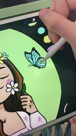 Création d'une robe blanche à fleurs et fond avec papillons - Processus de design