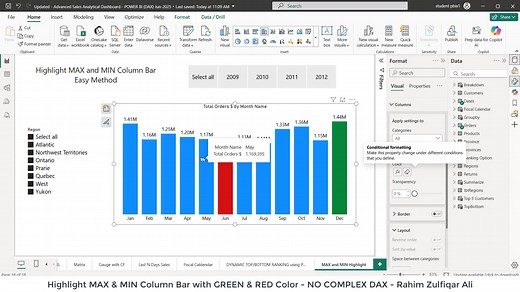 10K views · 44 reactions | How to Highlight MAX & MIN Value in a Column or Bar Chart in Microsoft POWER BI ? No Custom Visual, No Manual Highlighting, No Dax | Only Conditional Formatting! #PowerBI | Excel Basement | Facebook