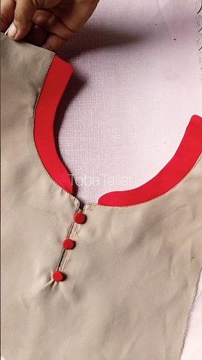Easy U-Shape Neck Design with Fabric Patti & Buttons | Kurti/Dress Neck Tutorial.