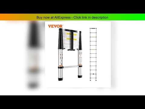 VEVOR Telescoping Ladder 12.5 FT Aluminum One-Button Retraction Collapsible Extension 375 LBS Capac