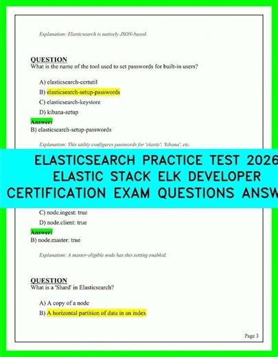Elasticsearch 2026 Practice Test: The ELK Stack Developer Certification Exam Questions and Answers