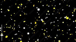 Gold and silver star confetti - seamless looping, alpha and 4K