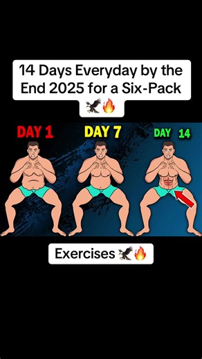 14 Days Everyday by the End 2025 for a Six-Pack 🦅🔥#absworkout #bellyfat #fitness #sixpack #2025