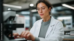 A modern optical laboratory where a technician calibrates diopter lenses, highlighting technology, innovation, accuracy, and the science behind vision correction and lens manufacturing. cinematic