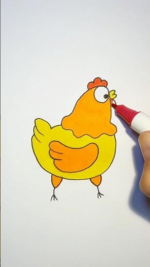 How to draw a hen easy🐓 Step by step drawing for kids