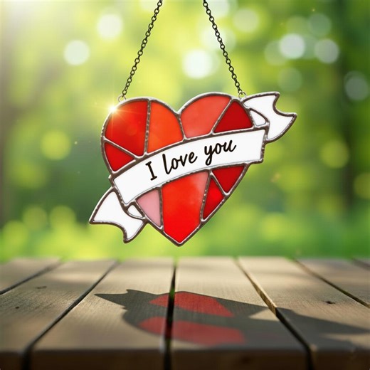 Love Heart Stained Glass Pattern – Valentine Suncatcher Panel PDF SVG Romance Art - Etsy Australia