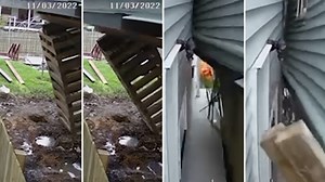 Queensland house falls on neighbour's property