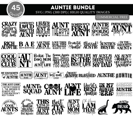 Auntie SVG PNG Bundle| Aunt Svg| Best Aunt Ever Svg| Aunt Life Svg| Aunty Svg| Auntie Png| Aunt Shirt Svg| in My Aunt Era Png|cool Aunty - Etsy