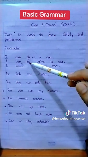 Basic Grammar: Understanding Can and Can't