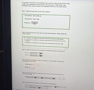 At a popular restaurant, the probability that a person orders p... | Filo