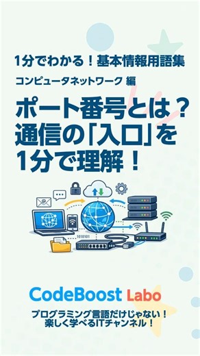 ポート番号とは？通信の「入口」を1分で理解！｜1分でわかる！基本情報用語集 コンピュータネットワーク編 #shorts #shortsfeed