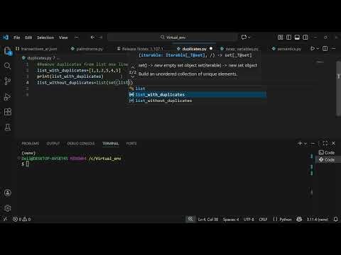 Remove DUPLICATES easily - python one line code
