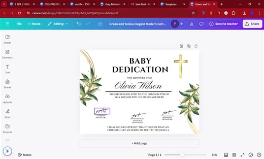 Baby Dedication Certificate Template, Child Dedication Certificate, Baby Christening Certificate, Canva Template, Instant Download - Etsy