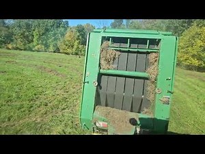 Grandpa's John Deere 4255 with his JD 435 round baler. How farmers make a round bale. POV
