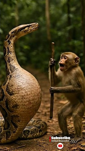 Baby Monkey Rescues Brother from Huge Boa constrictor 🐒🐍