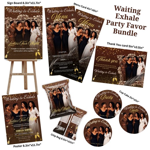 Waiting to Exhale Party Favor Bundle | Printable Pajama Night Decor | Editable Canva Templates | Instant Download - Etsy