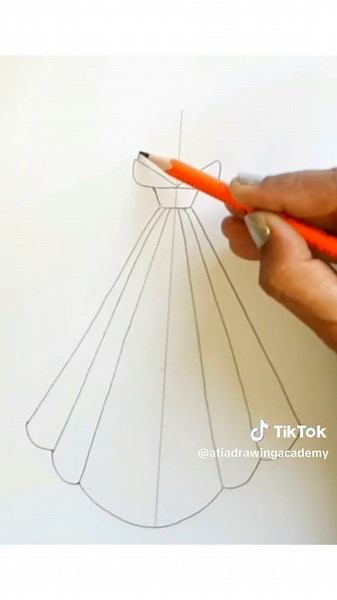 Easy Lehenga Drawing Tutorial by Atia Drawing Academy