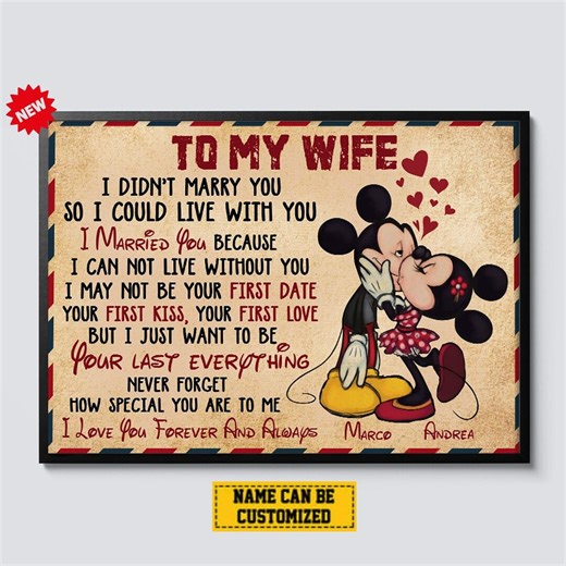 To My Wife Personalized Canvas Romantic Love Poster Custom Names Gift Anniversary Wedding Gift for Wife Couple Wall Art Home Decor - Etsy