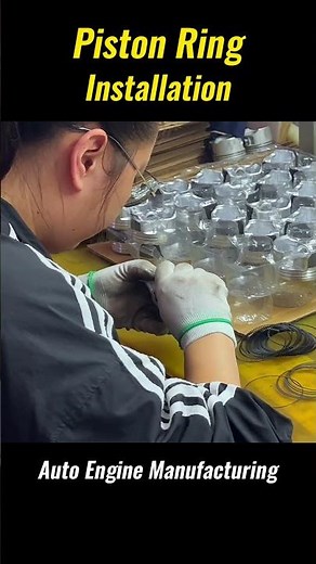Piston Ring Installation | Engine Assembly Line Precision #engine #pistonring #manufacturing