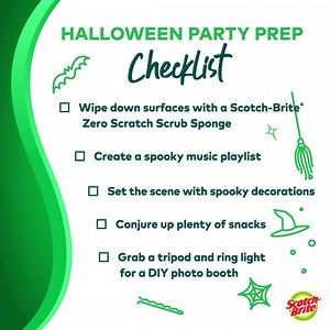Save this checklist if you’re planning a #Halloween party! We’ve got the cleanup covered. 李 Have you picked a costume yet?? Tells us in the comments! #Halloween #ScotchBrite https://s.3m.com/fveg2qvt | Scotch-Brite | Facebook