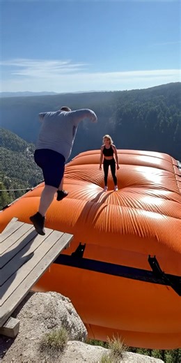 Man Jumps, Woman Launched Off Airbag | Real Footage