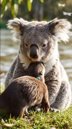 Adorable Koala Hugging a Baby Otter | Cutest Animal Friendship Ever!