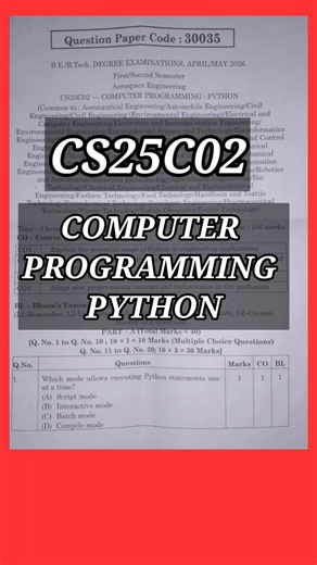 Computer Programming Python(CS25C02)#cs25c02#python #computerprogramming #1stsemester#regulation2025