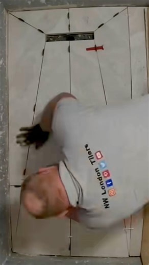 1200x600mm porcelain tiles walk in shower floor tiling action 🤌