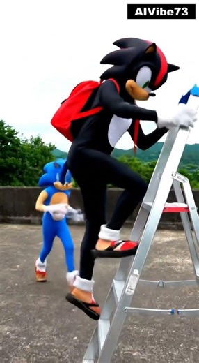 Shadow can’t escape Sonic even on a ladder! #soniccosplay #funny