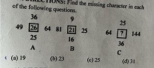 Find the missing character in each of the following questions.... | Filo