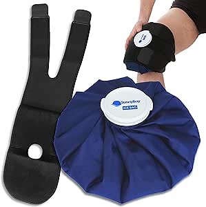 SunnyBay Refillable 11 in Ice Bag with 28 in Strap - Reusable Washable Medical Icing Pack - for Ankle, Knee, Neck, Shoulder Injuries- Cold Therapy Muscle Pain Relief