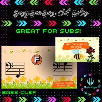 Busy Bee Spring Bass Clef Note Naming Interactive Elementary Music Game
