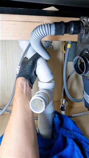 Repiping PVC drain and disposal under a kitchen sink 💦 #plumbing #plumber #asmr #diy