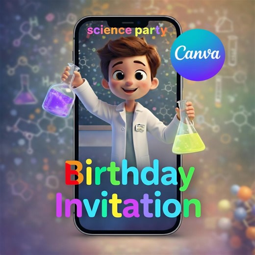 Editable Mad Science Birthday Invitation Video, Kids Science Party Invitation, Animated Scientist Boy, Canva Template, Digital Download - Etsy Canada