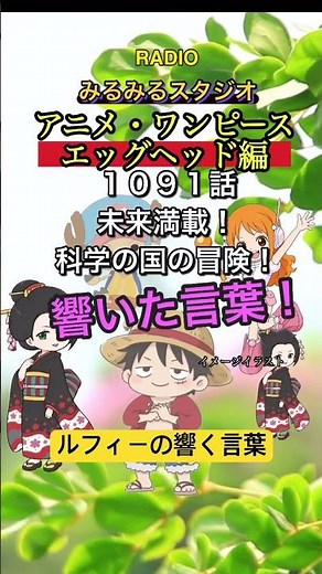 アニメ・ワンピース エッグヘッド編1091話 未来満載！科学の国の冒険！ルフィーの響いた言葉 #アニメ #ワンピース #ルフィー
