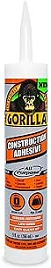 Gorilla All Purpose Instant Grab Construction Adhesive, 9 Ounce Cartridge, White, (Pack of 1)