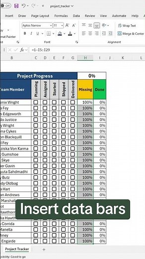 How to create this dynamic project tracker in Excel. ✅