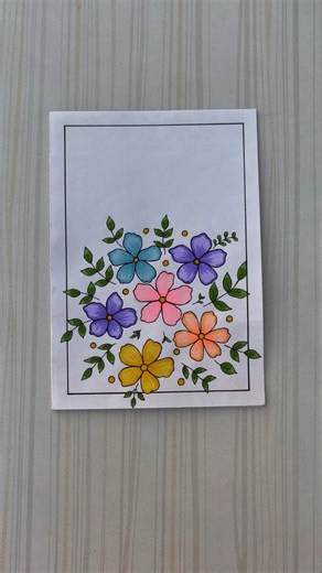Colourful Flower Border Design/6 easy border design/Border design/Project/Priyanka Gunwal #shorts