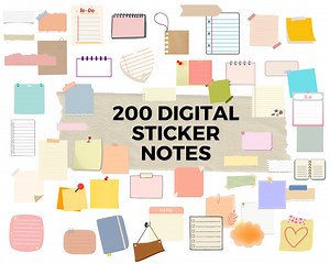 200 Digital Sticky Notes | High Quality PNG Digital Stickers | Digital Sticker and Note Kit | Instant Download | Transparent Backgrounds - Etsy Canada