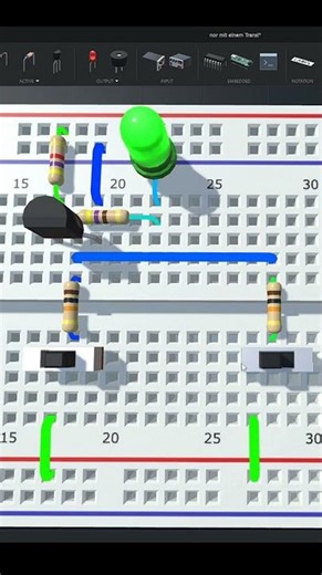 Transistor NOR gate with one transistor (or not gate), Breadbord Simulation