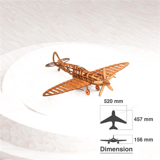 Supermarine Spitfire Laser Cut Wood Aircraft: 3D Model Plans (SVG, PDF)