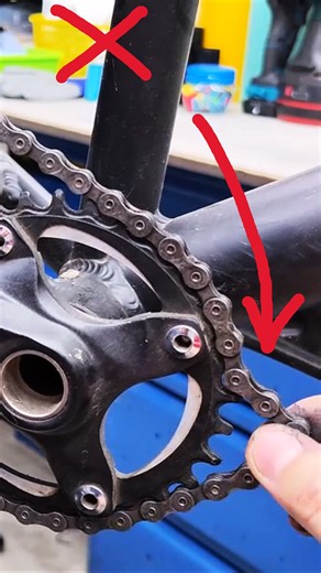 How to check bicycle chain wear using the crankset.