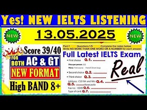 IELTS LISTENING PRACTICE TEST 2025 WITH ANSWERS | 13.05.2025