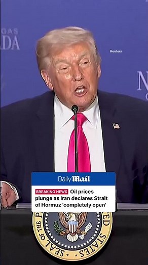 Oil prices plunge as Iran declares Strait of Hormuz 'completely open'