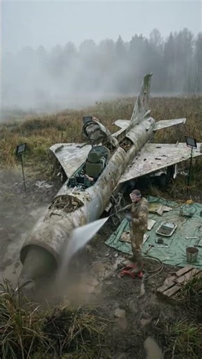 Abandoned Fighter Jet Restoration Timelapse | Mud Removal, Wing Straightening & Afterburner Test