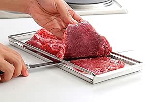 Advanced Beef Jerky Slicer Kit- 100% Precision Uniform Slices Guaranteed - Adjustable Thickness Dishwasher Safe Beef Jerky Cutting Board & 10" Meat Slicing Knife Deliver Gorgeous Jerky Maker Slices