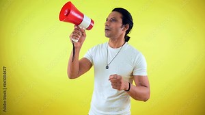 Man speaking through a megaphone