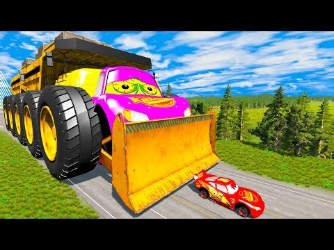Giant ROCK DUMP TRUCK McQueen Eater VS Cars Lightning McQueen Escape Monster Beamng Drive #11